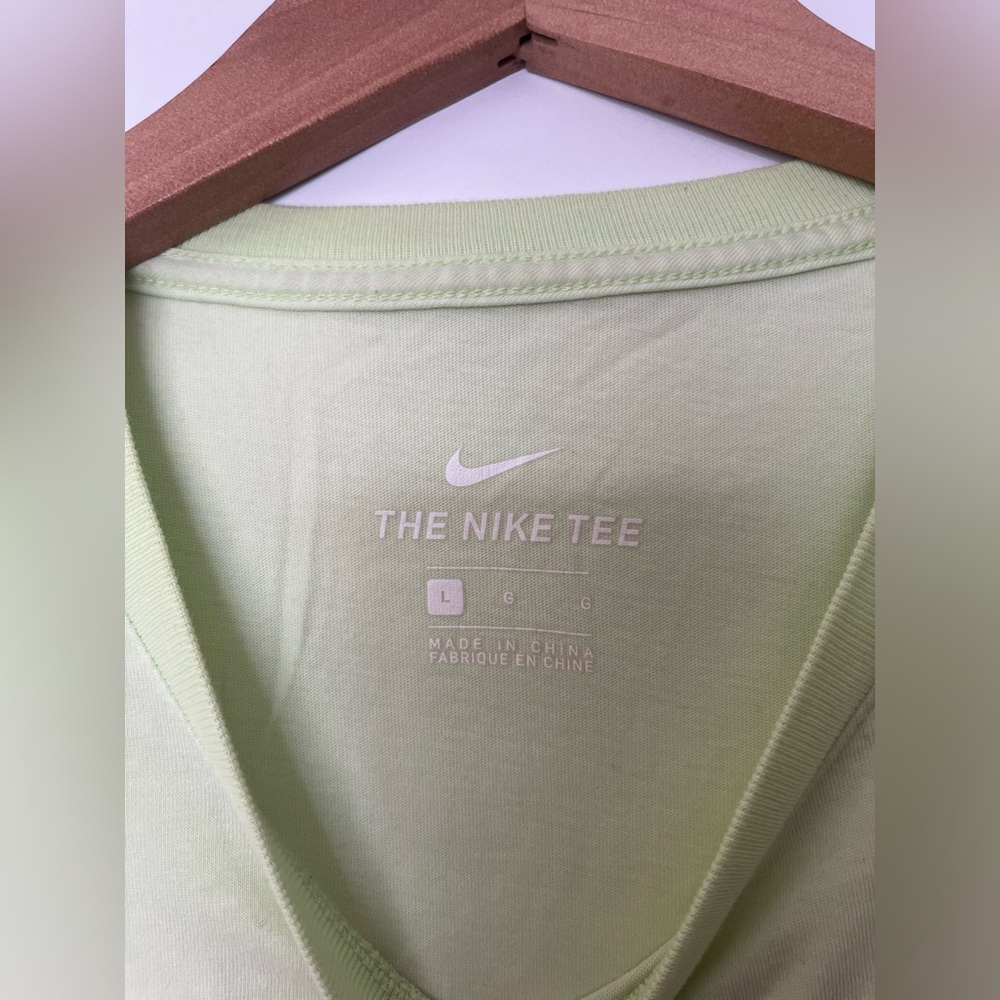 Nike Light Green Graphic Tee with Maroon Slogan and Teal Swoosh #47 - Picture 3 of 3